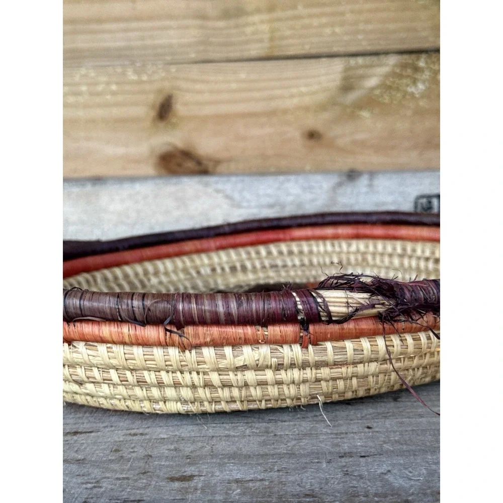 Tribal African Botswana Boho Hand Woven Wall Hanging Art Basket Tray Raffia‎